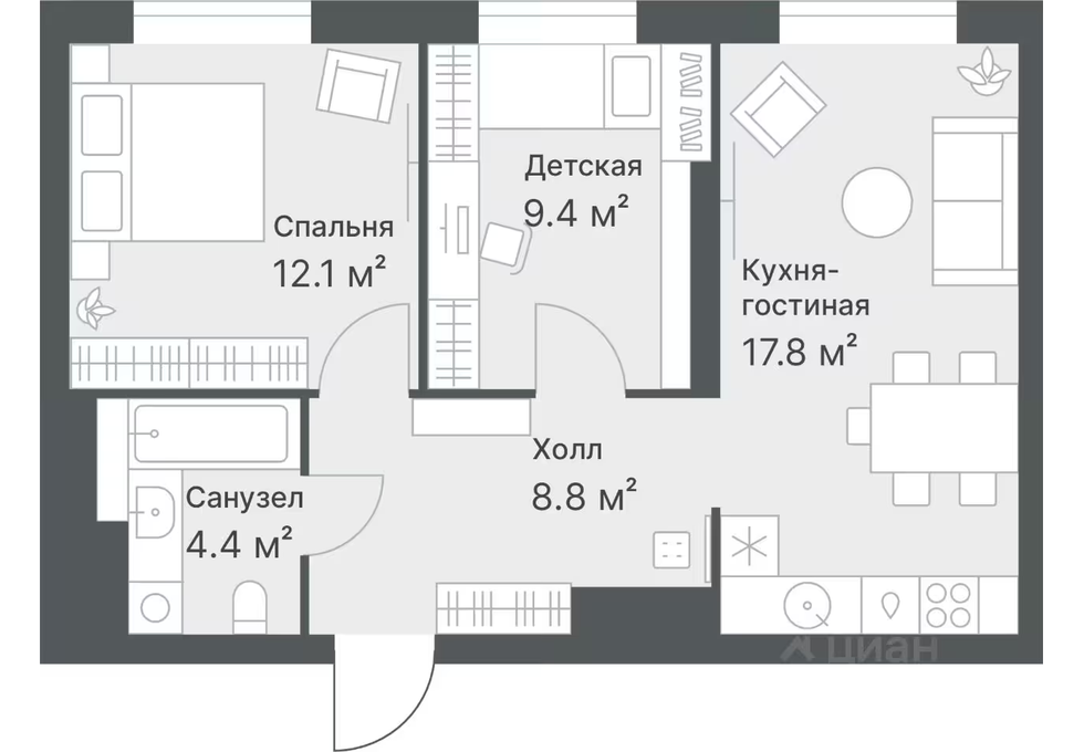 Планировка Евротрешка
